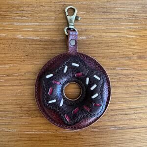 Portland Leather Donut Charm Chocolate Donut Keychain Leather Bag FAST SHIP